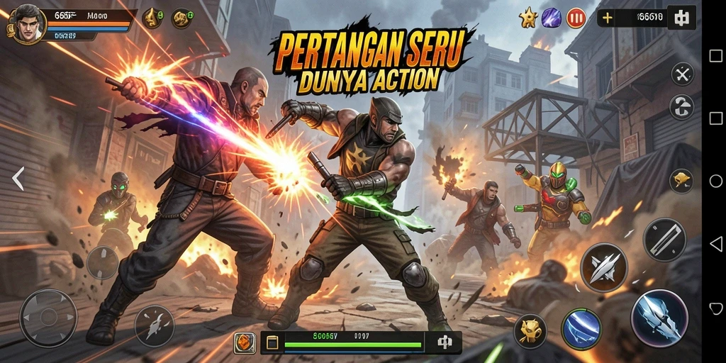 Tampilan gameplay seru dari 666F dengan pertarungan yang intens.