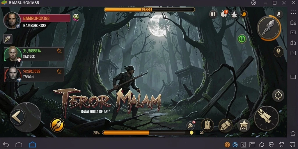 Tampilan gameplay BAMBUHOKI88 yang menakutkan dan penuh ketegangan.