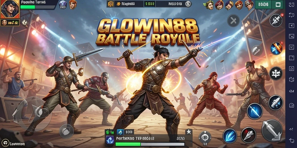 Tampilan gameplay intens dari GLOWIN88 dalam arena Battle Royale.