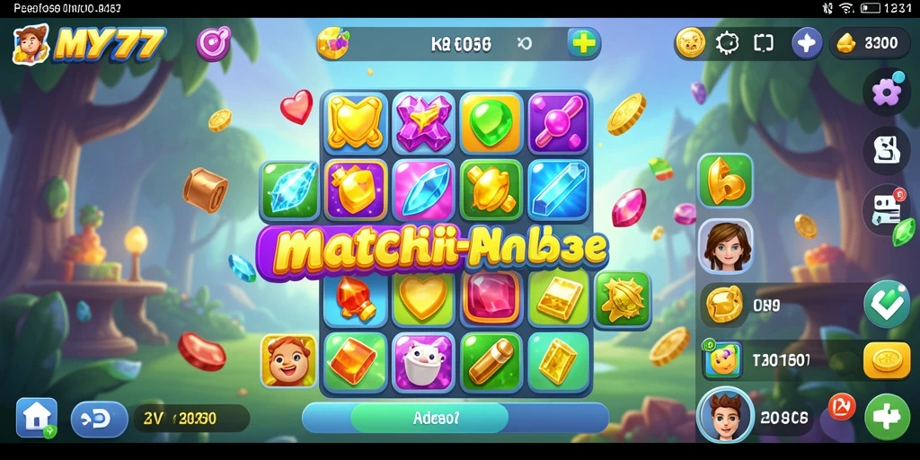 Tangkapan layar menunjukkan gameplay seru dari MY777 - permainan Match-3.