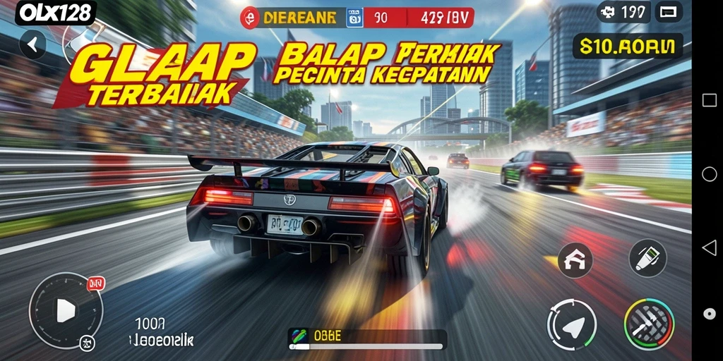 Gameplay seru OLX128 menampilkan akselerasi mobil balap yang mendebarkan.