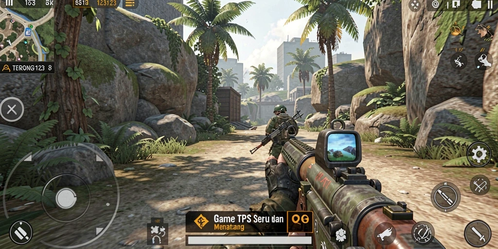 Screenshot gameplay <strong>TERONG123</strong> menampilkan aksi tembak-menembak yang mendebarkan.